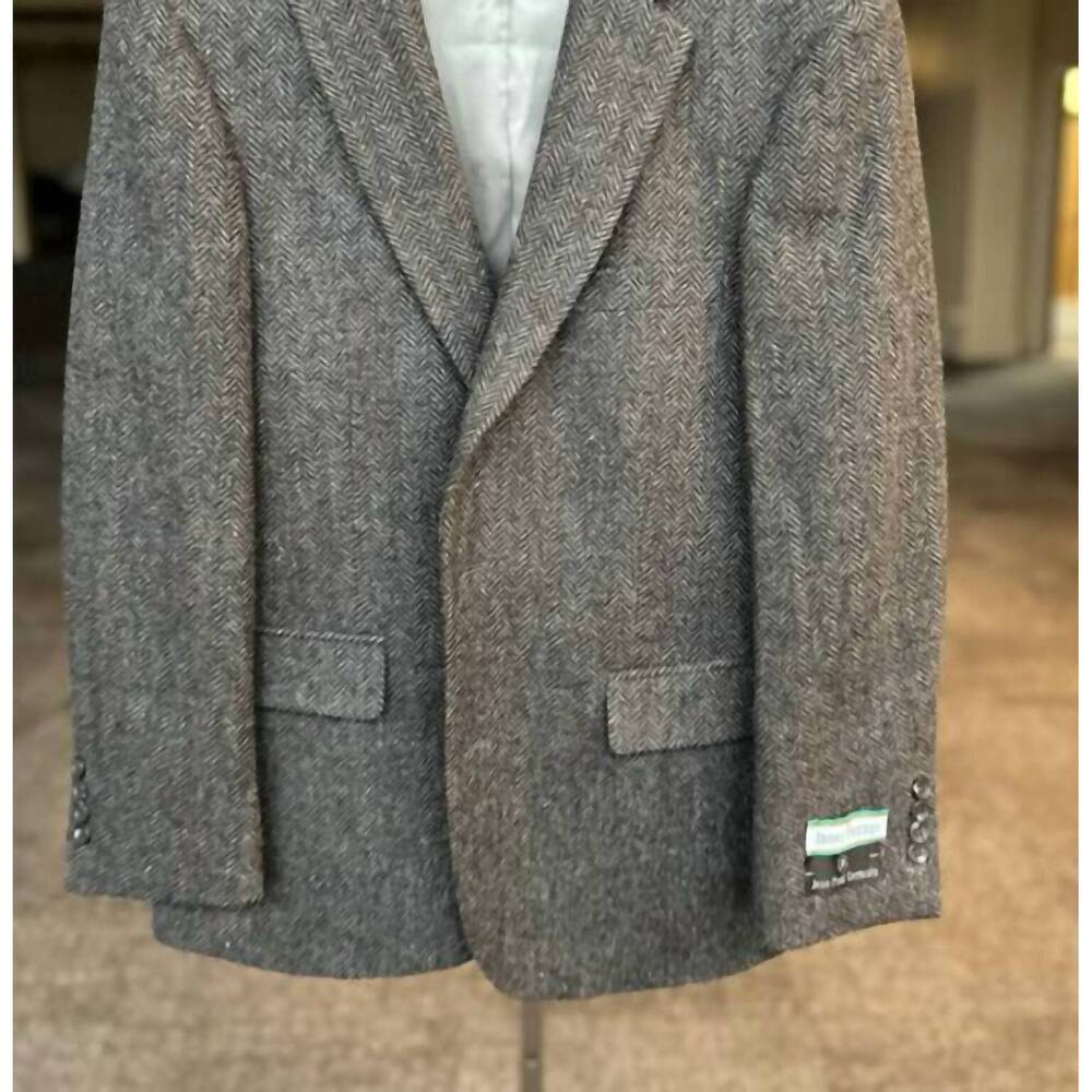 NEW JEAN-PAUL GERMAIN men's london irish tweed sport coat in brown herring bone